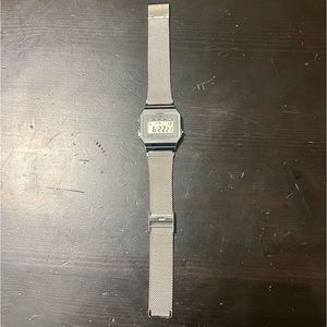 Casio A700W digital watch mesh band silver grey